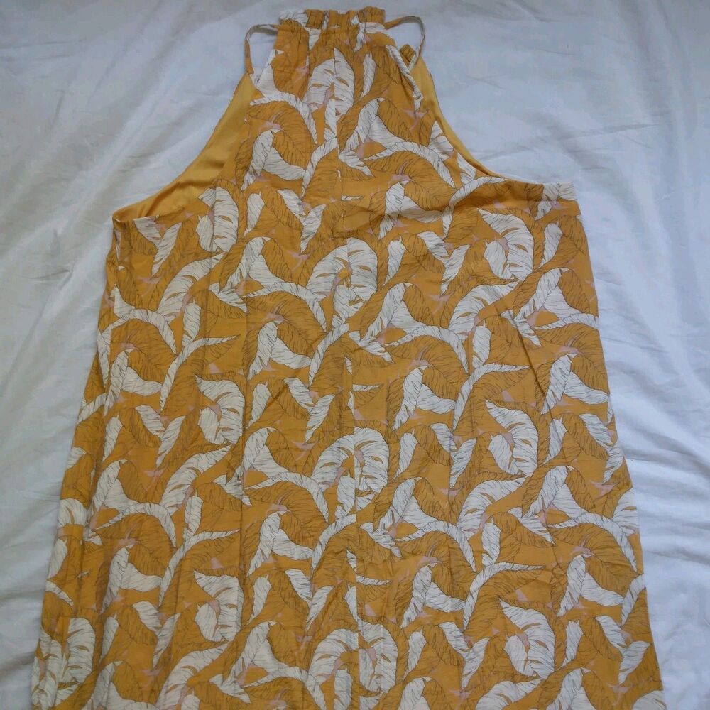Nine West Textured Tiered Dress Sleeveless Yellow Summer Lined Womens Large - Picture 11 of 14